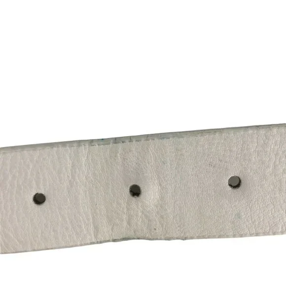 Bongo Women's White Polyurethane Adjustable Studded Buckle Belt Size Medium - Picture 6 of 10